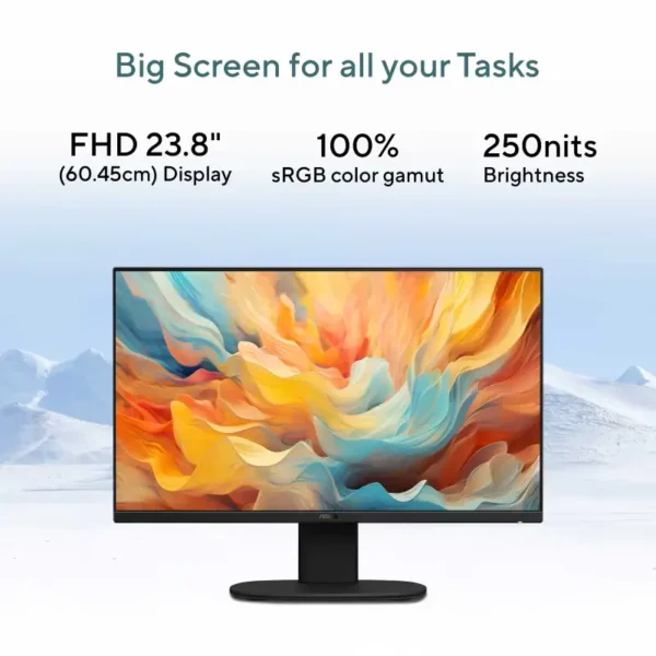 ASUS V440VAB-KBC3002WS 23.8-inch FHD monitor with vibrant 100% sRGB color and 250 nits brightness.