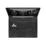 ASUS TUF Gaming A15 FA506NCQ-HN010WS laptop with backlit keyboard and TUF logo on screen.