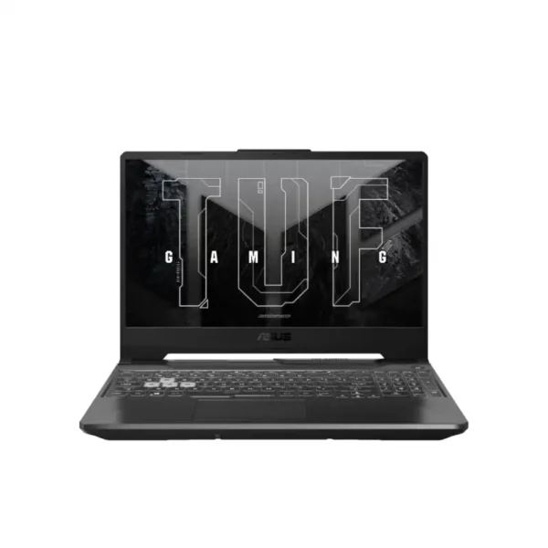 ASUS TUF Gaming A15 FA506NCQ-HN010WS laptop with TUF Gaming logo on screen.