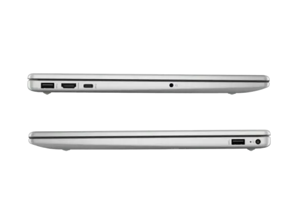 HP Laptop 15-fc0690AU side view showing USB-A, HDMI, and USB-C ports.