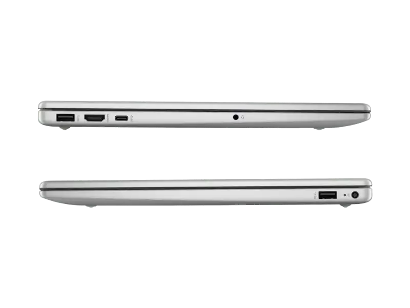 HP Laptop 15-fc0690AU side view showing USB-A, HDMI, and USB-C ports.