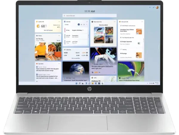 HP Laptop 15-fc0690AU with AMD Ryzen 5 processor and 15.6" FHD display running Windows 11 Home.