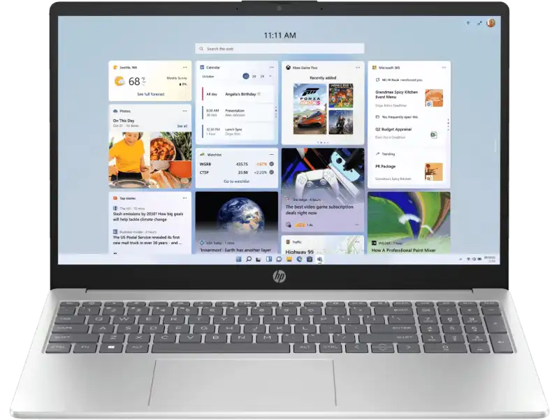HP Laptop 15-fc0690AU with AMD Ryzen 5 processor and 15.6" FHD display running Windows 11 Home.