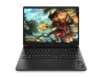 HP OMEN 15-ga0028TX laptop with League of Legends wallpaper, 24GB RAM, and RTX 5050 graphics.