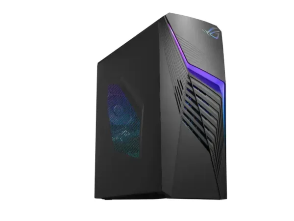 ASUS ROG Strix G13CHR-71470F004WS gaming desktop with RGB lighting and side panel.