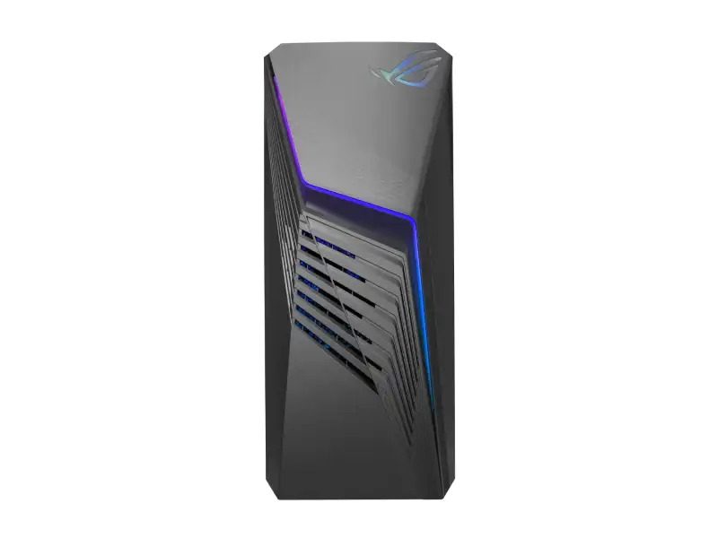 ASUS ROG Strix G13CHR-71470F004WS tower desktop with RGB lighting and ROG logo.