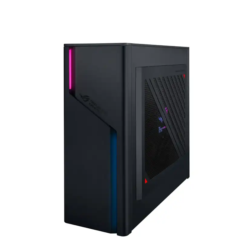 ASUS ROG Strix G22CH-71470F004WS black tower desktop with RGB lighting.