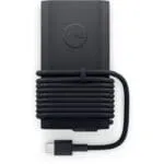 Dell 100W USB-C GaN Ultra Slim Adapter with cable wrapped around the black power brick, available at YourShoppy.com.