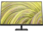 HP P27h G5 27-inch FHD IPS monitor with 75Hz refresh rate displaying abstract yellow and purple lines.