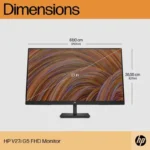 HP V27i G5 FHD Monitor dimensions showing 27-inch screen size and 61.10 cm width.