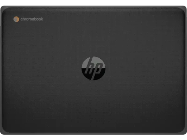 HP Fortis G10 Chromebook laptop in black with HP logo and Chromebook branding.