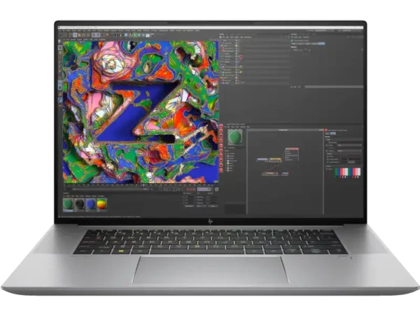 HP ZBook Studio G10 silver laptop with 16-inch WUXGA display, 32GB RAM, 2TB SSD, and RTX 4080 graphics.