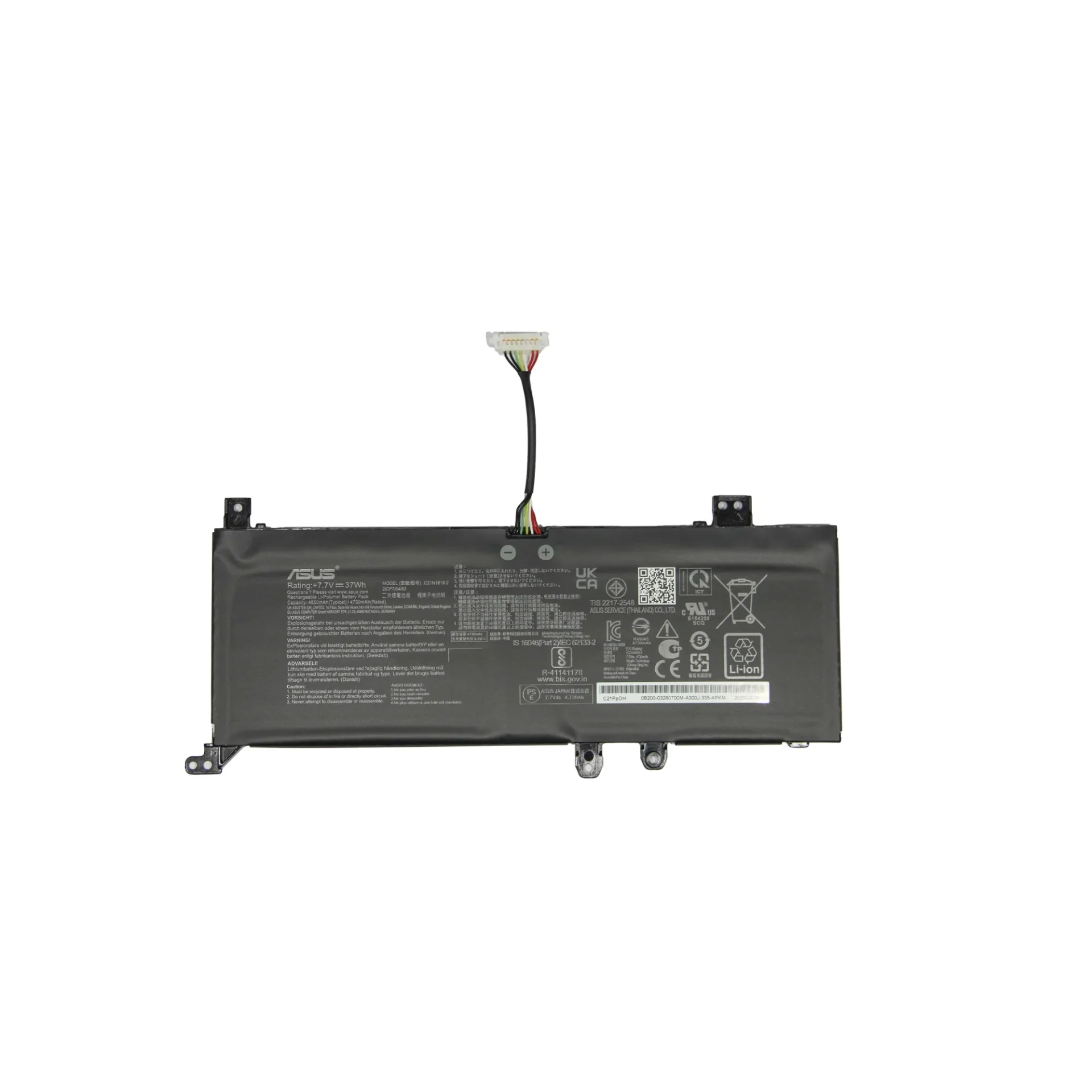 Asus C21N1818-2 Laptop Battery | YourShoppy.com Asus C21N1818-2 laptop internal battery, 37Wh, 7.7V, 2-cell, genuine replacement.