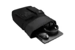 Black Asus TUF Gaming VP4700 17-inch water-repellent laptop backpack with laptop, mouse, and headphones.