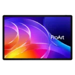 Asus ProArt PZ14 creator laptop with a vibrant abstract wallpaper and the ProArt logo.