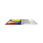 Asus Vivobook 15 X1504VAP-BQ224WS laptop in cool silver with a 180-degree hinge, displayed from a side profile at YourShoppy.