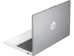 Silver HP 240R G10 business laptop with HP logo on lid and keyboard visible.