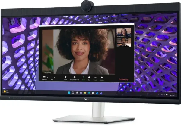 Dell Pro 34 Plus P3424WEB video conferencing monitor with built-in webcam and 34-inch WQHD IPS display.