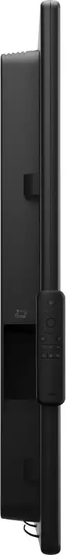 Dell P5525QC monitor side view with remote control attached.