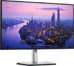 Dell UltraSharp 27 4K Thunderbolt Hub Monitor U2725QE with vibrant city skyline wallpaper.