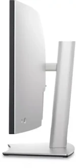 Dell UltraSharp 38 U3824DW curved USB-C hub monitor side view with silver stand.