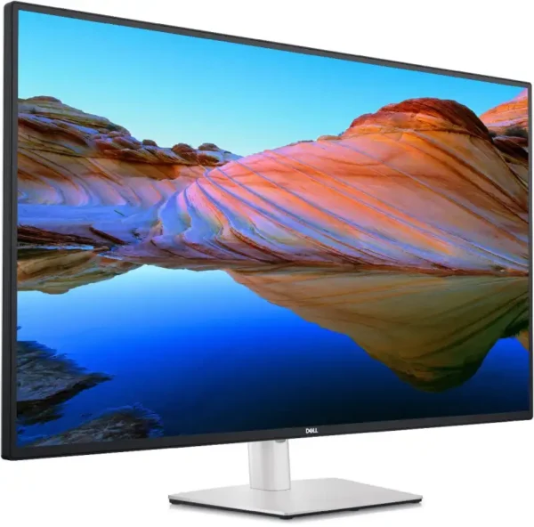 Dell UltraSharp 43 4K USB-C Hub Monitor U4323QE with vibrant landscape reflection.