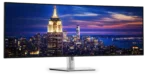 Dell UltraSharp 52 U5226KW monitor displays a vibrant New York City skyline at night with the Empire State Building illuminat