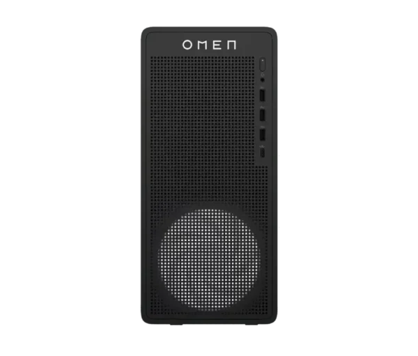 HP OMEN 16L Gaming Desktop TG03-0005in PC with OMEN logo and front ports.