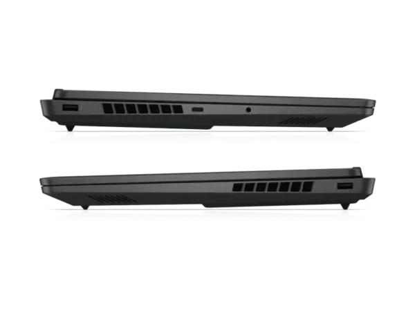 HP OMEN 16 gaming laptop side view showing ports and vents in shadow black.