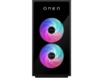 HP OMEN 35L Gaming Desktop GT16-0016in PC with RGB fans and OMEN logo.