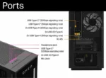 HP OMEN 35L desktop rear ports including USB Type-C, USB Type-A, and RJ-45.