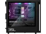 HP OMEN 35L gaming desktop with GeForce RTX graphics and RGB lighting.