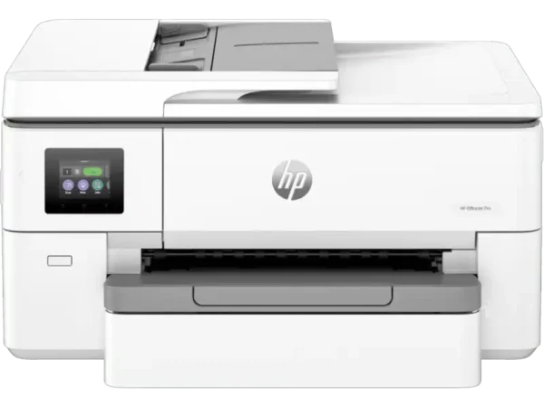 HP OfficeJet Pro 9720 wide format A3 inkjet printer with color touchscreen and USB interface.