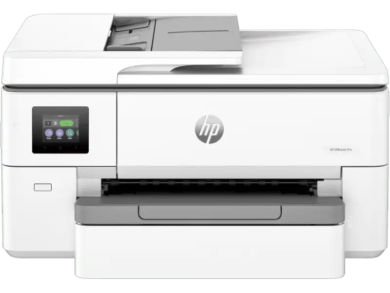 HP OfficeJet Pro 9720 wide format A3 inkjet printer with color touchscreen and USB interface.