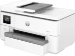 HP OfficeJet Pro 9720 wide format all-in-one printer with A3 paper handling and color touchscreen.