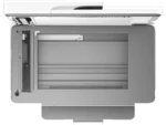 Top view of HP OfficeJet Pro 9720 wide format A3 inkjet all-in-one printer with open scanner lid.