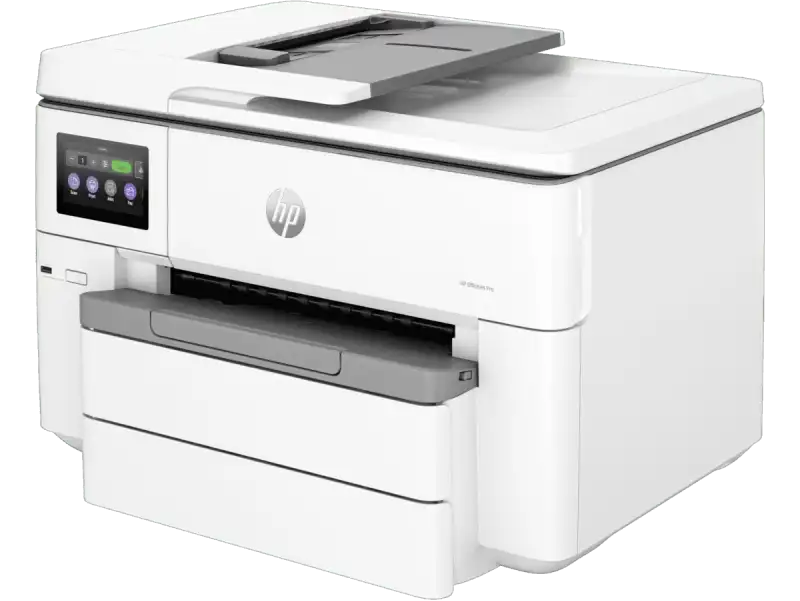 HP OfficeJet Pro 9730 wide format A3 inkjet printer with color touchscreen and USB interface.