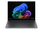 HP OmniBook Ultra 14-kd0081TU laptop in Eclipse Gray with a vibrant abstract wallpaper.