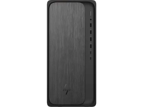 HP OmniDesk M02-0004in desktop PC with textured front panel and side ports.