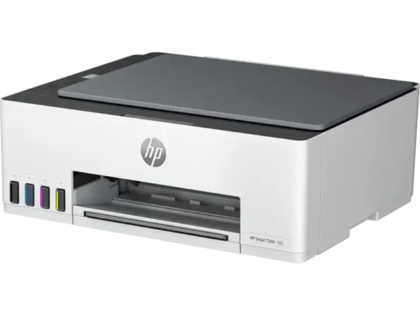 HP Smart Tank 580 all-in-one color inkjet printer with scanner and copier.