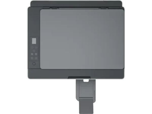 Top view of HP Smart Tank 580 All-in-One Color Inkjet Printer with control panel and output tray.