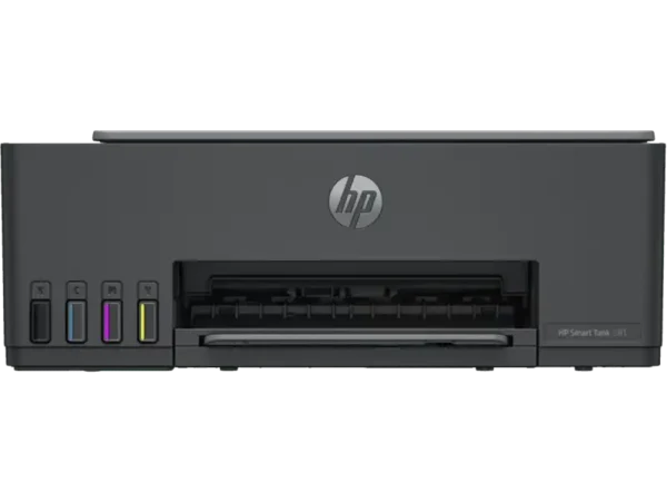 HP Smart Tank 581 All-in-One Printer with HP logo and color ink indicators.
