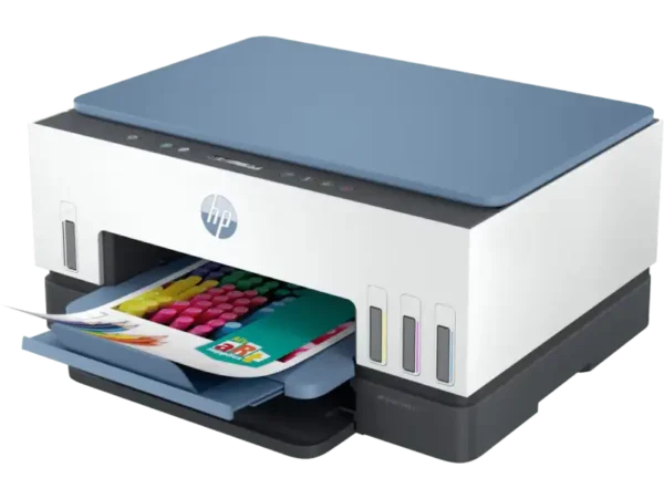 HP Smart Tank 675 Wi-Fi All-in-One color inkjet printer with duplexer and ink tanks.