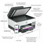 HP Smart Tank 790 printer with ADF, touch panel, Wi-Fi, and mobile app connectivity.