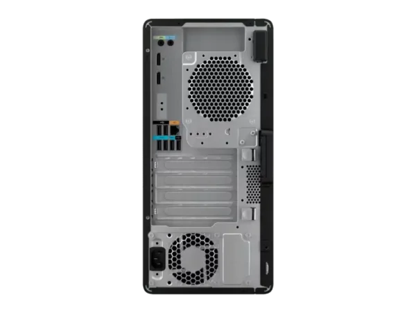 Back panel of HP Z2 Tower G9 Workstation showing ports and fans.