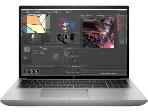 HP ZBook Fury G11 silver laptop with 16-inch screen, 32GB RAM, and RTX 2000 Ada graphics.