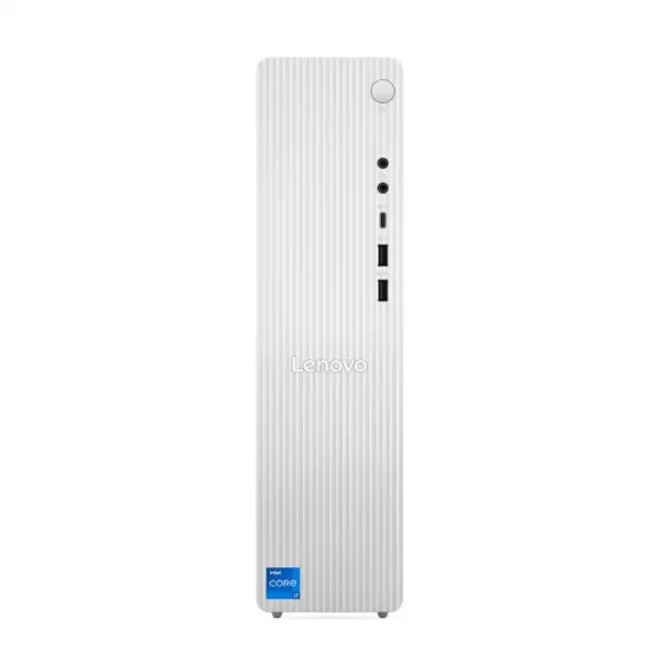 Lenovo IdeaCentre Tower 90XW0022IN desktop with Intel Core i7 processor and white fluted front panel.