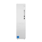 Front view of the white Lenovo IdeaCentre Tower 08IRH9 – 90XW0055IN desktop featuring a vertical ribbed design at YourShoppy.