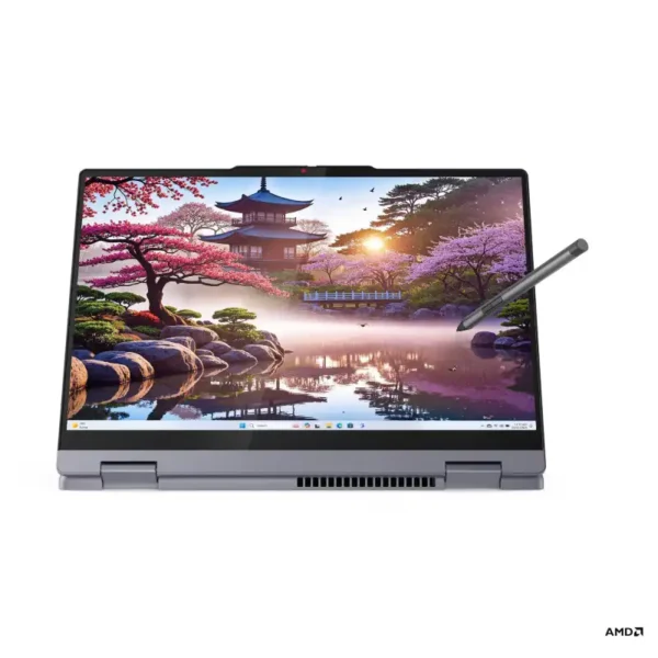 Lenovo IdeaPad 5 2-in-1 laptop with AMD Ryzen AI 7 processor, 14" WUXGA touchscreen, and stylus.