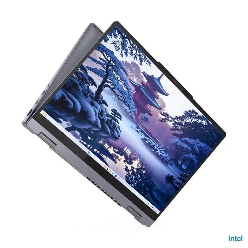 Lenovo IdeaPad 5 2-in-1 laptop with Intel Core Ultra 5, 14" touchscreen, and Windows 11 Home.